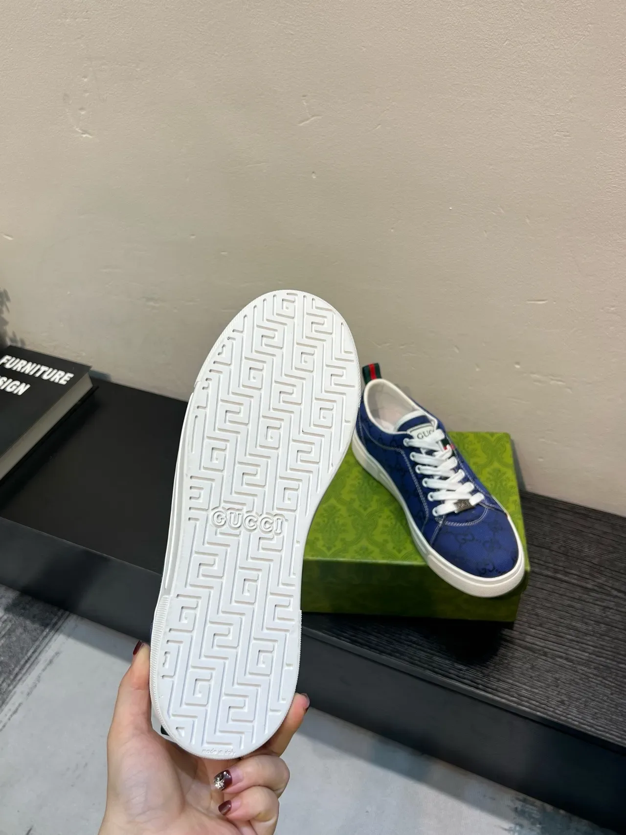 Gucci Tennis 1977 Blue GG Monogram Web Stripe Lifestyle Sneakers 8