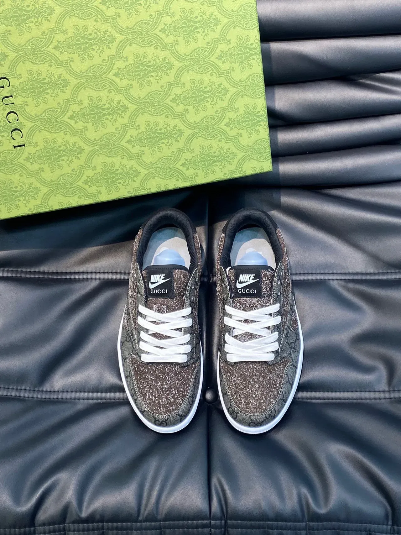 Gucci Tennis 1977 GG Monogram Chaussures Lifestyle Marron Texturées 2