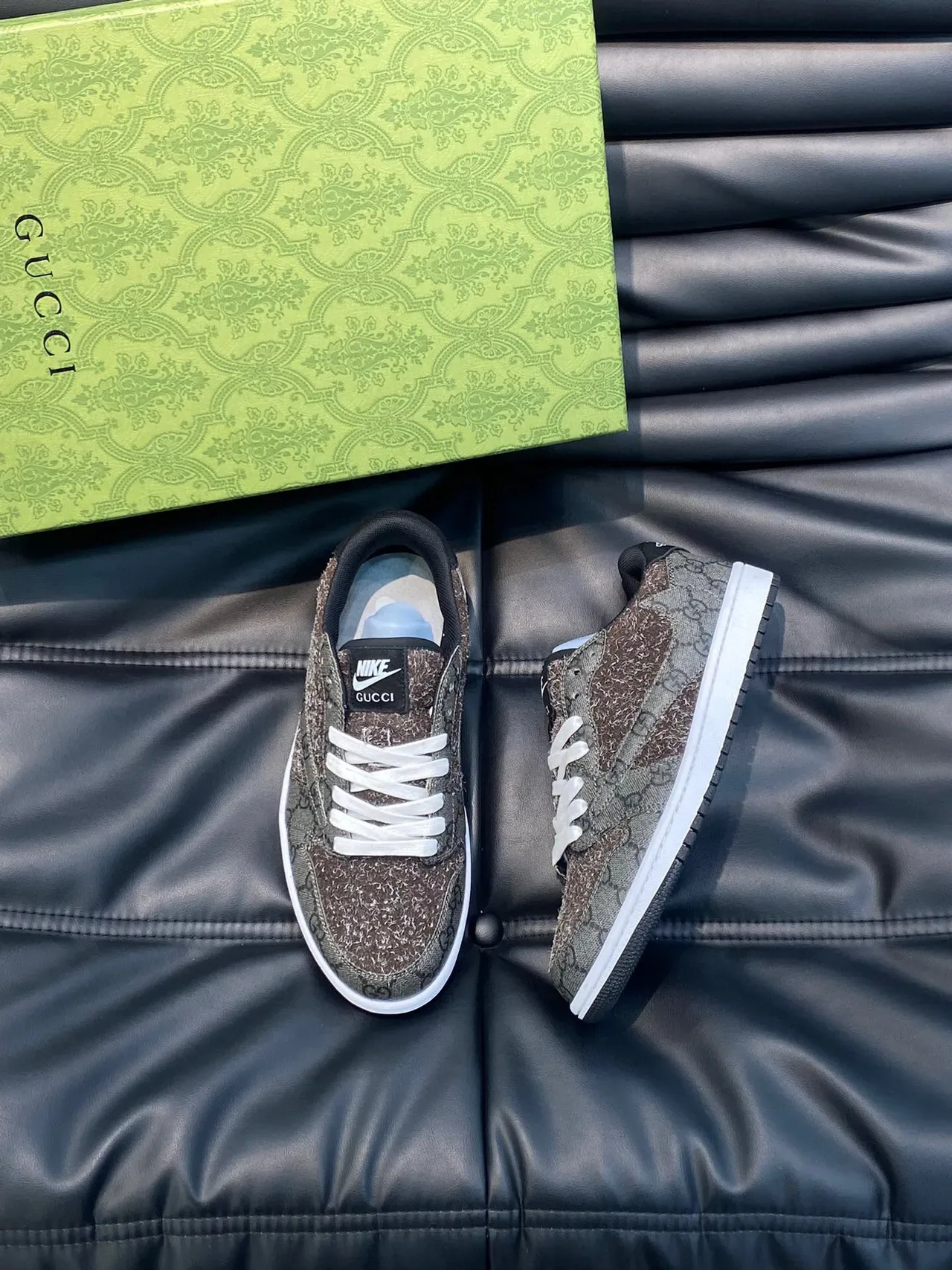 Gucci Tennis 1977 GG Monogram Chaussures Lifestyle Marron Texturées 3
