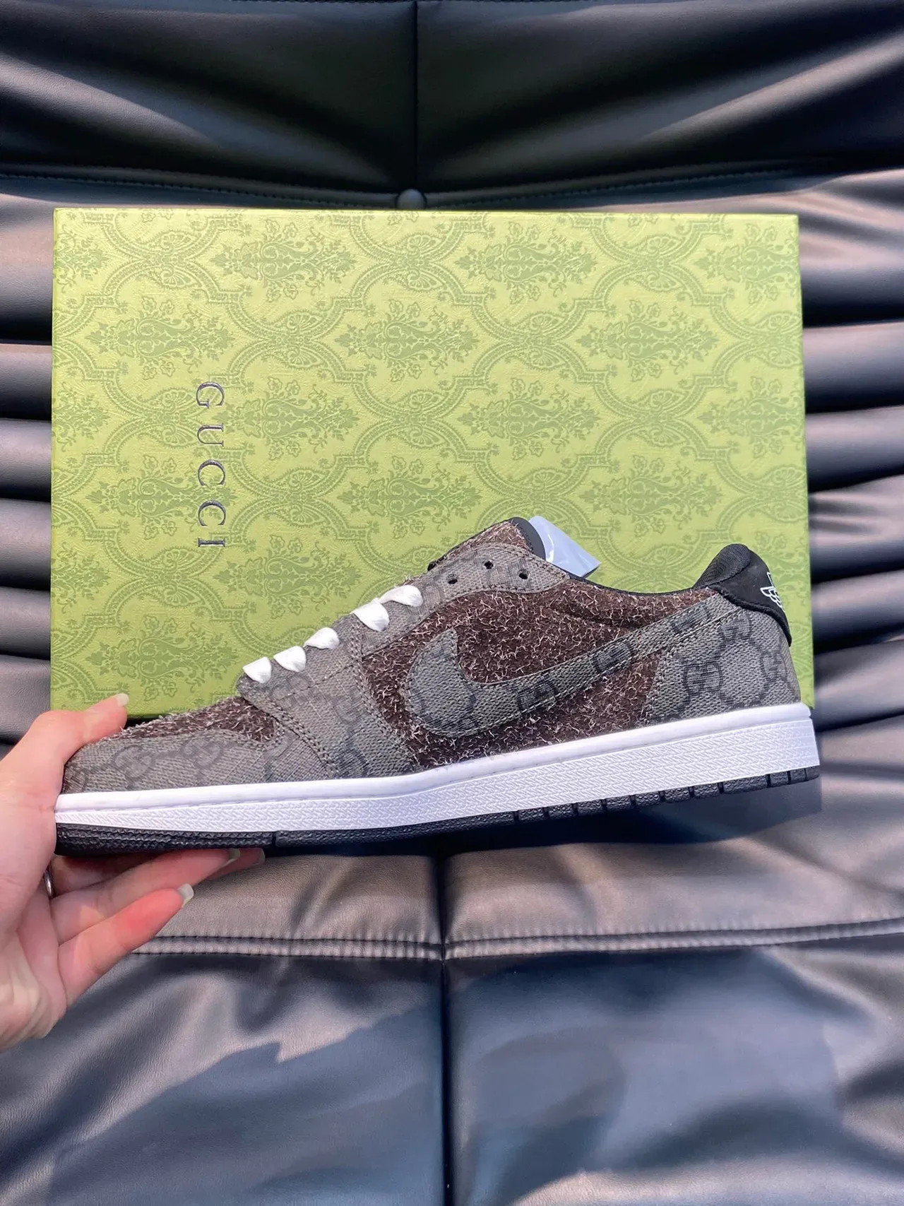 Gucci Tennis 1977 GG Monogram Chaussures Lifestyle Marron Texturées 7