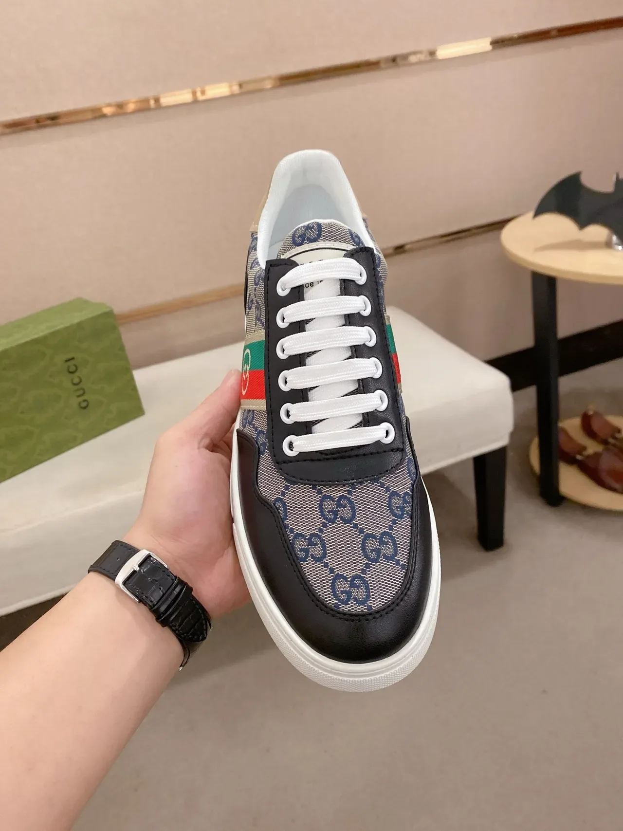 Gucci Tennis 1977 GG Monogram Canvas and Leather Lifestyle Sneakers 5