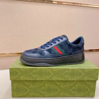 Gucci Tennis 1977 Navy Blue GG Monogram Web Stripe Lifestyle Sneakers