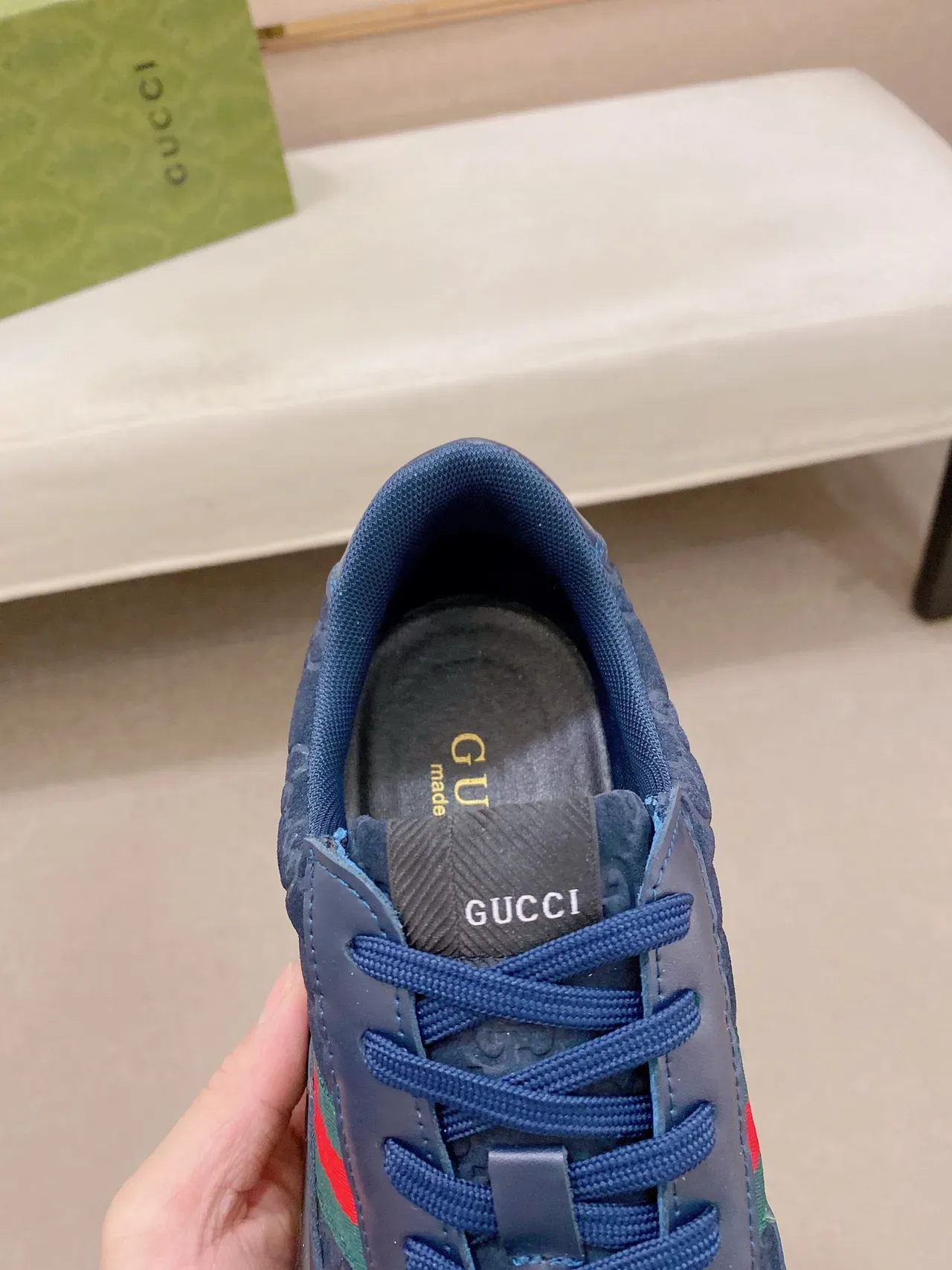 Gucci Tennis 1977 Navy Blue GG Monogram Web Stripe Lifestyle Sneakers 4