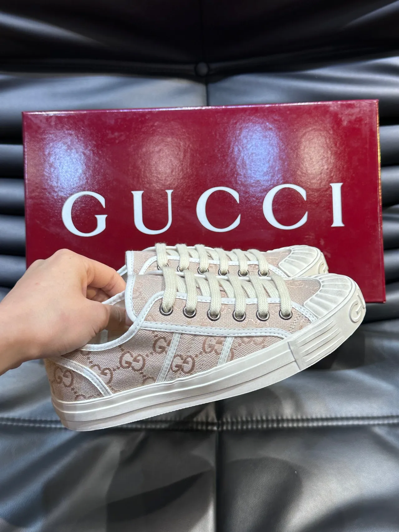 Gucci Tennis 1977 Pink Monogram Canvas Lifestyle Sneakers 5