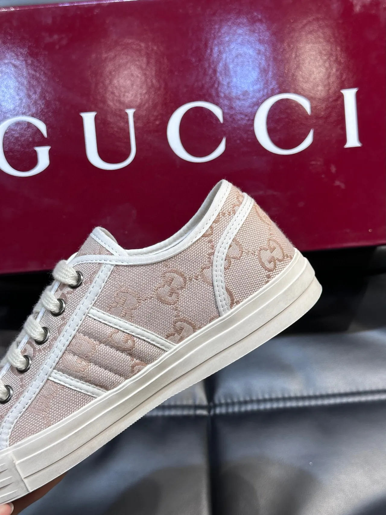 Gucci Tennis 1977 Pink Monogram Canvas Lifestyle Sneakers 6