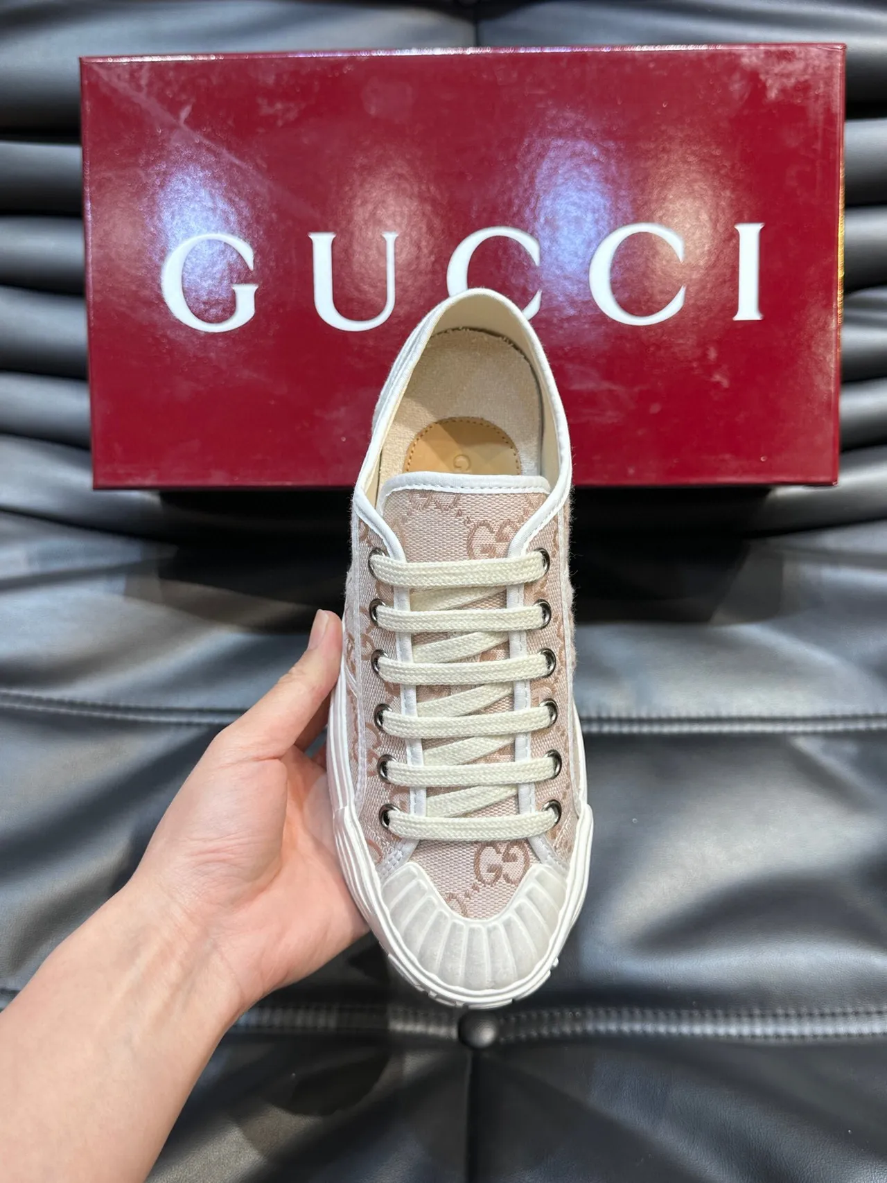 Gucci Tennis 1977 Pink Monogram Canvas Lifestyle Sneakers 7
