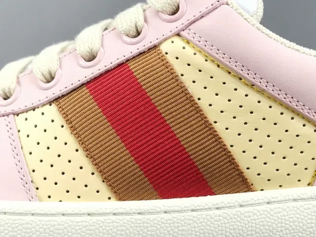 Gucci Tennis 1977 Pink Yellow Red Web Lifestyle Sneakers 6