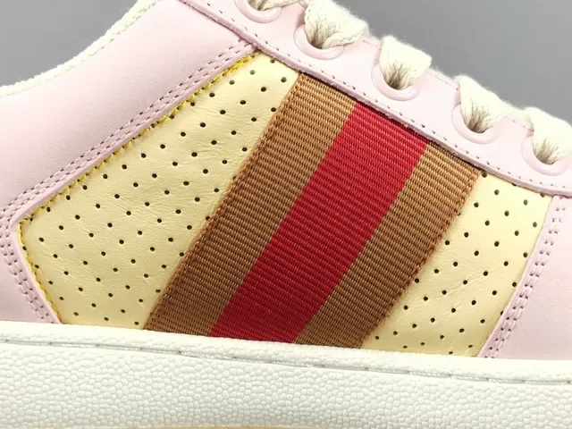 Gucci Tennis 1977 Pink Yellow Red Web Lifestyle Sneakers 7