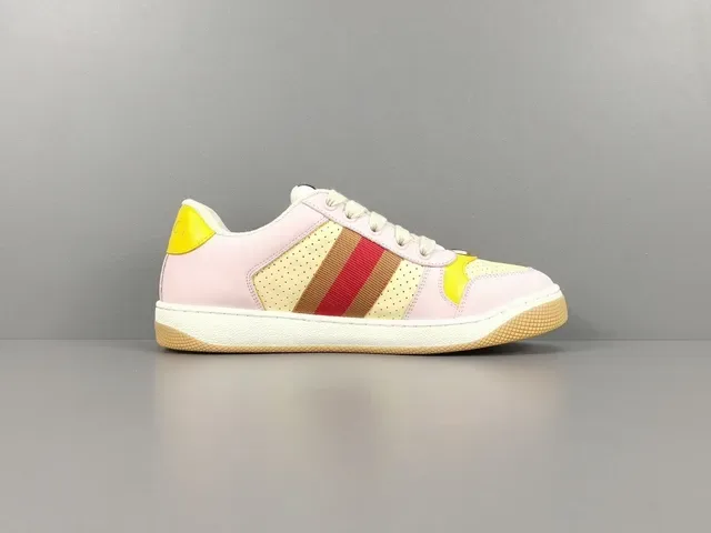 Gucci Tennis 1977 Pink Yellow Red Web Lifestyle Sneakers 14