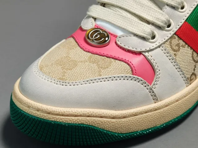 Gucci Tennis 1977 White Beige Pink Green Lifestyle Sneakers 3