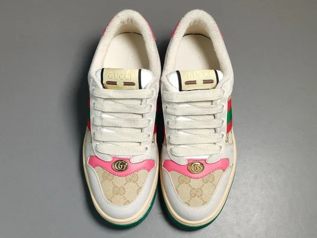 Gucci Tennis 1977 White Beige Pink Green Lifestyle Sneakers 12