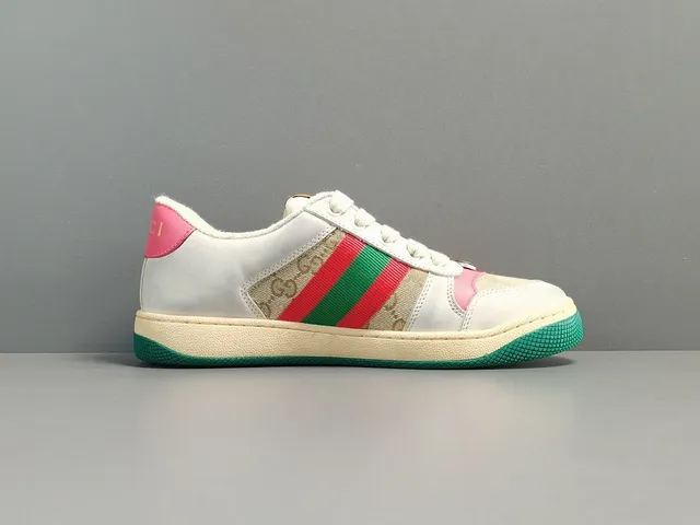 Gucci Tennis 1977 White Beige Pink Green Lifestyle Sneakers 18