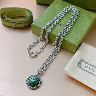 Gucci Twisted Rope-Link Malachite Interlocking G Necklace
