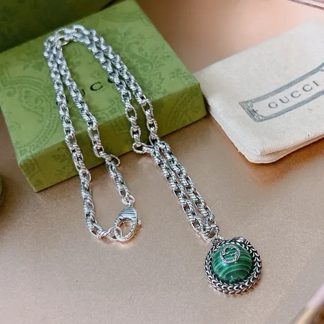 Gucci Twisted Rope-Link Malachite Interlocking G Necklace 6