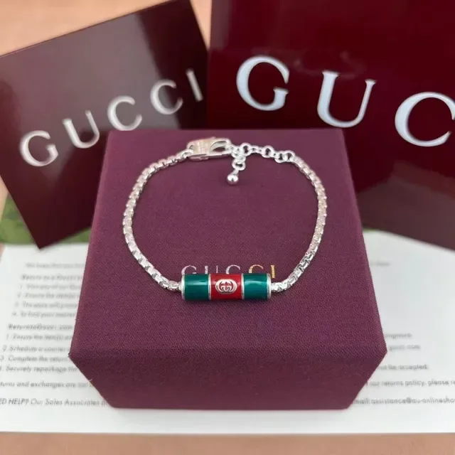 Gucci Web Enamel Cylinder Pendant Necklace 6
