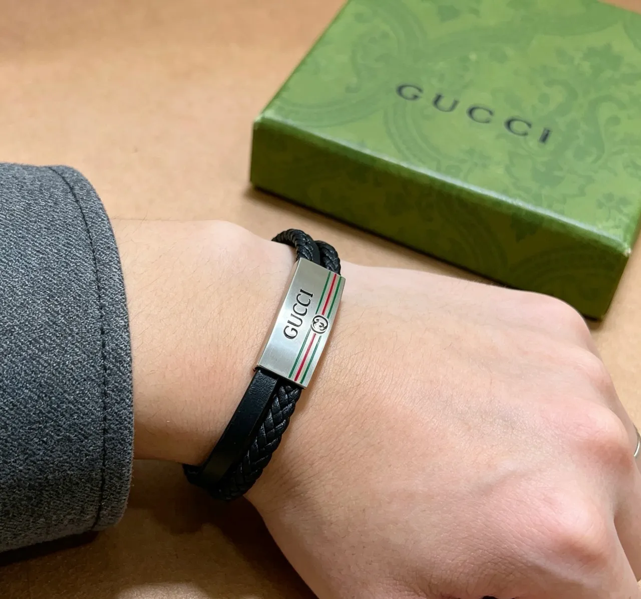 Gucci Web Stripe Braided Leather Bracelet 5
