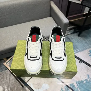Gucci White Black Leather Upper Side Overlay Detailing Lifestyle Sneakers