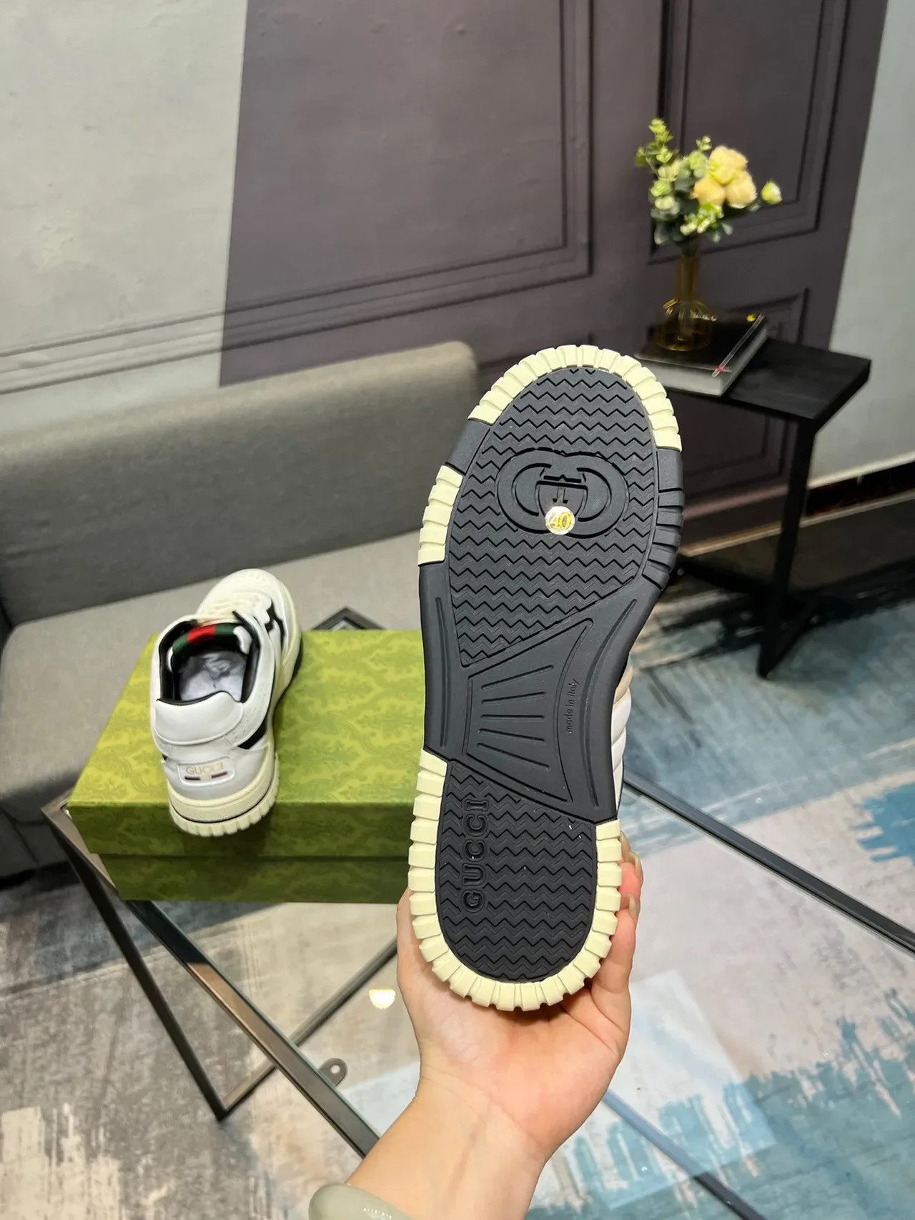 Gucci White Black Leather Upper Side Overlay Detailing Lifestyle Sneakers 6