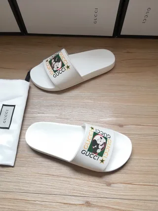 Gucci White Mickey Mouse Graphic Slide Slippers 3