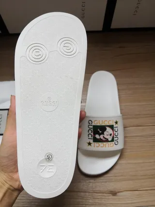 Gucci White Mickey Mouse Graphic Slide Slippers 5