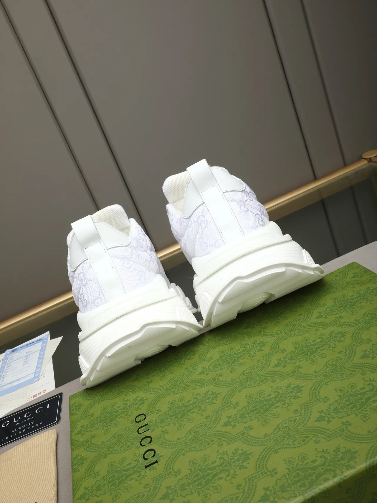 Gucci White Quilted Textile Upper Oversized Layered Sole Chunky Sneakers 3