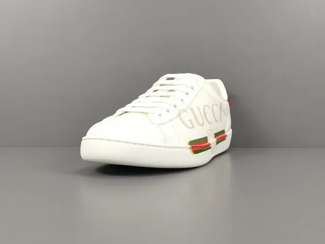 Gucci Blanc Rouge Cuir Supérieur Logo Imprimé Coté Lifestyle Sneakers 15