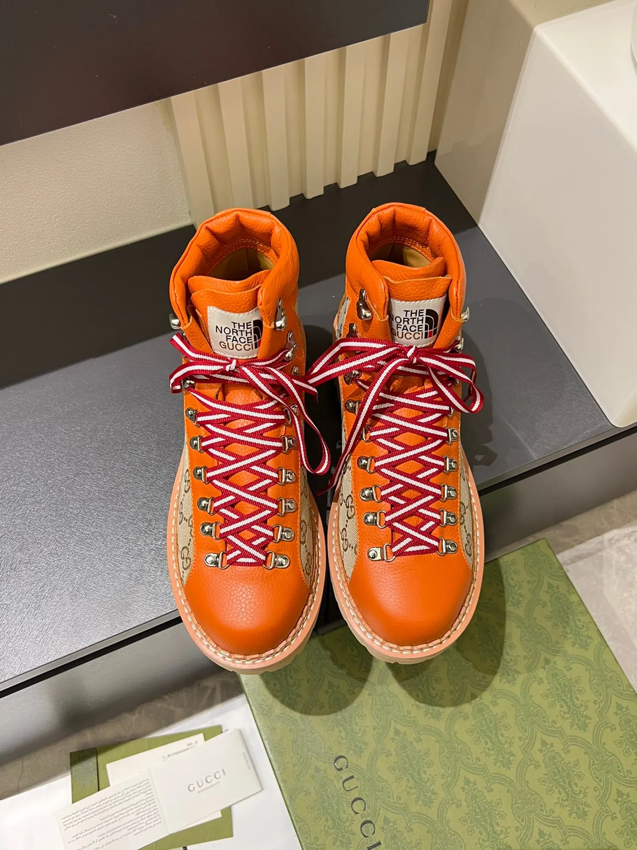 Gucci x The North Face Mountaineering Boot Orange GG Canvas Hiking Boots 2