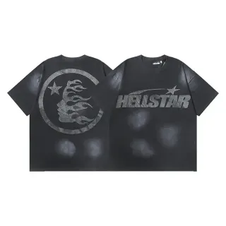تيشيرت Hellstar أسود رمادي أوفرسايز بتأثير غسيل متهالك