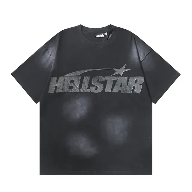 تيشيرت Hellstar أسود رمادي أوفرسايز بتأثير غسيل متهالك 2
