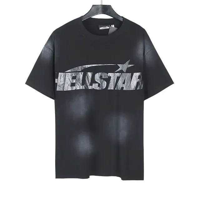 تيشيرت Hellstar أسود رمادي أوفرسايز بتأثير غسيل متهالك 5