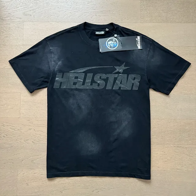تيشيرت Hellstar أسود رمادي أوفرسايز بتأثير غسيل متهالك 8