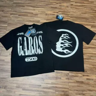 تي شيرت أسود Hellstar GAROS 7500 برسمة وجه اللهب