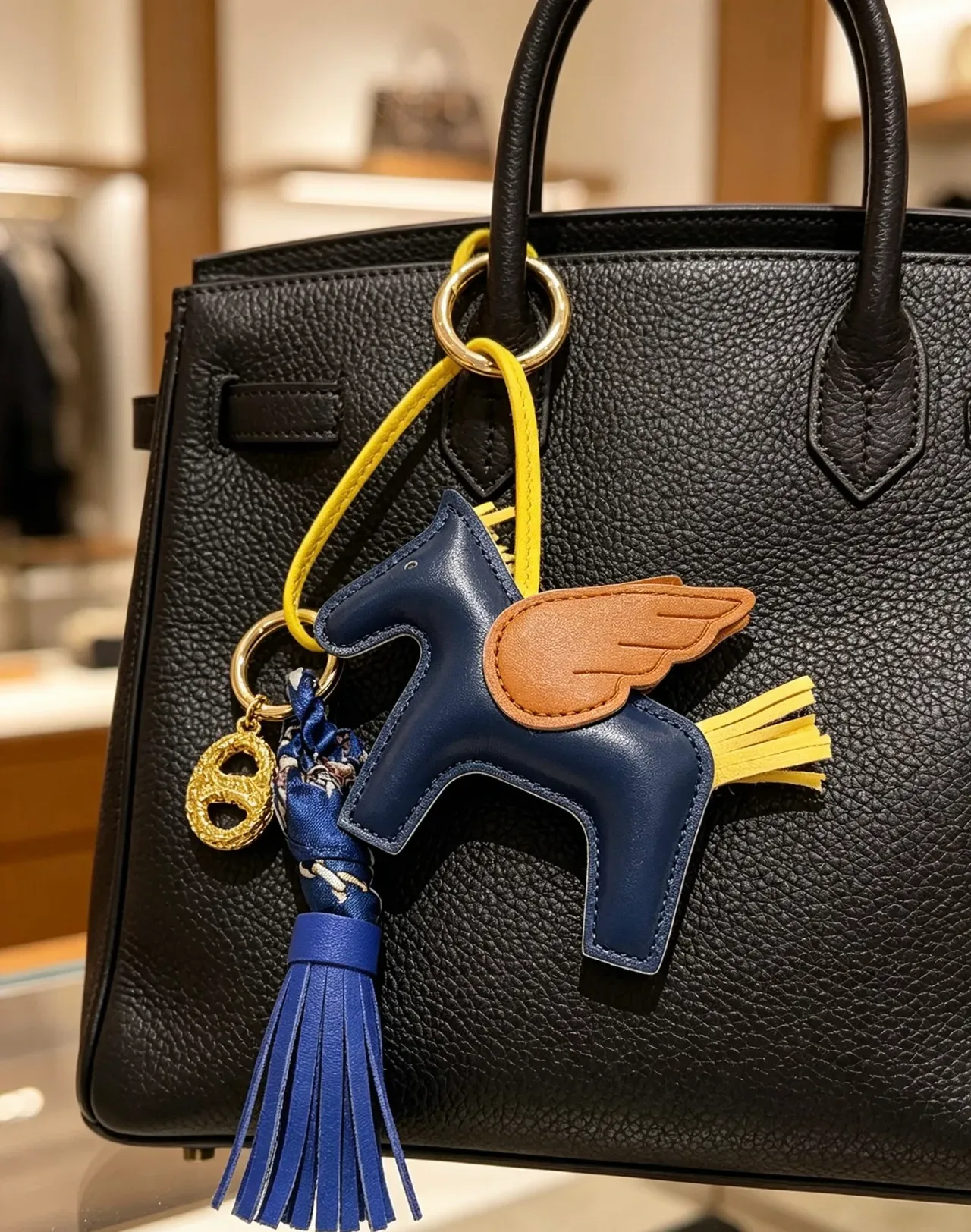 Hermès Beige Navy Structured Pebbled Leather Top-Handle Satchel Handbag 4