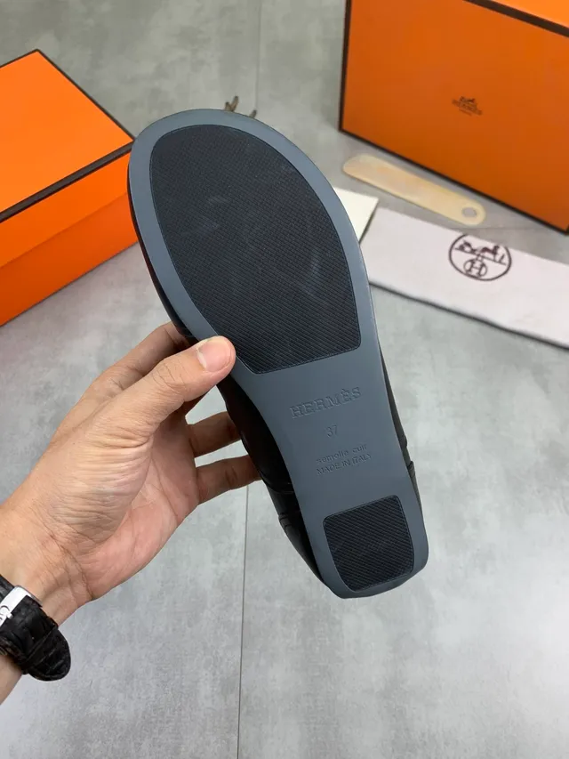 Hermès Black Beige Leather Off-White Laces Sneakers 2