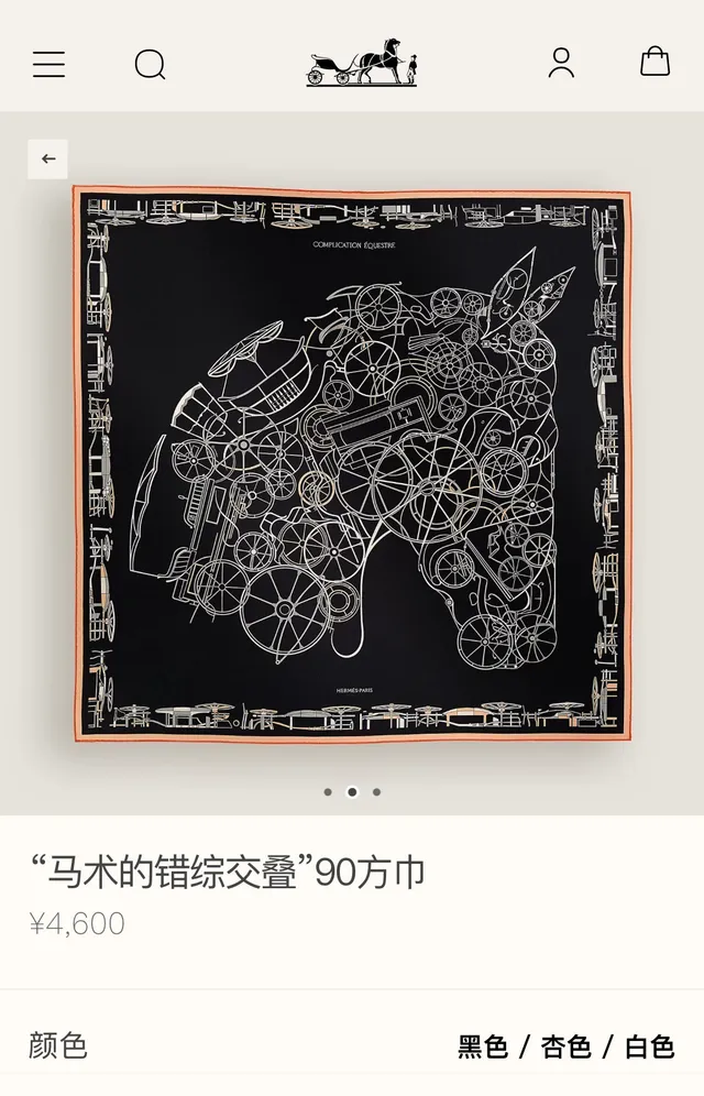 Hermès lenço de seda preto laranja branco com gráficos de arte em linha 2