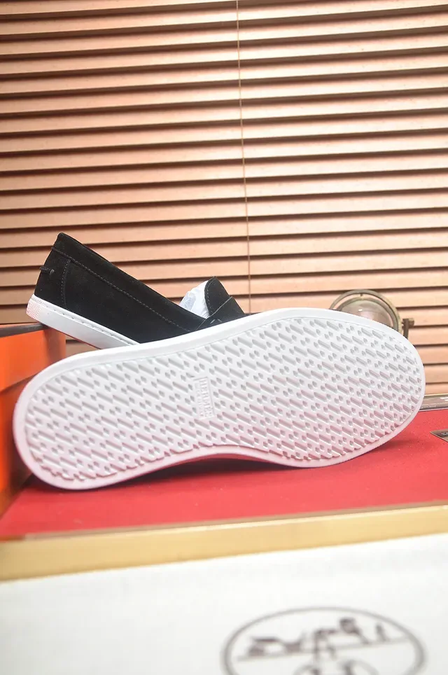 Hermès Black White Suede Rubber Sole Loafer 3