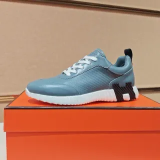 Hermès Blue White Mixed-Material Upper Sculpted Ridged Midsole Lifestyle Sneakers