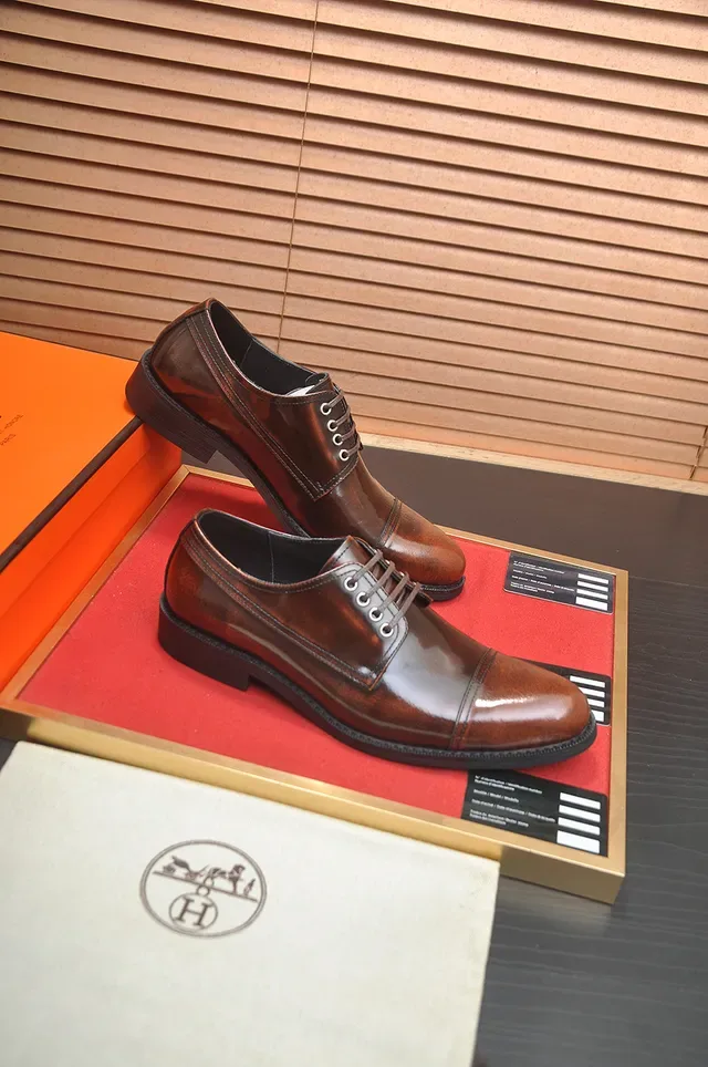 Hermès Sapatos Oxford Couro Marrom Polido Cap-Toe 4