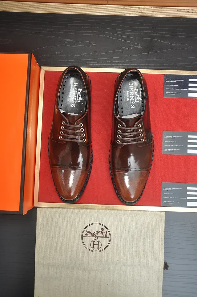 Hermès Sapatos Oxford Couro Marrom Polido Cap-Toe 5