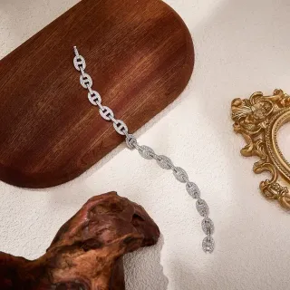 Hermès Chaine d'Ancre Pavé H-Link Silver Bracelet