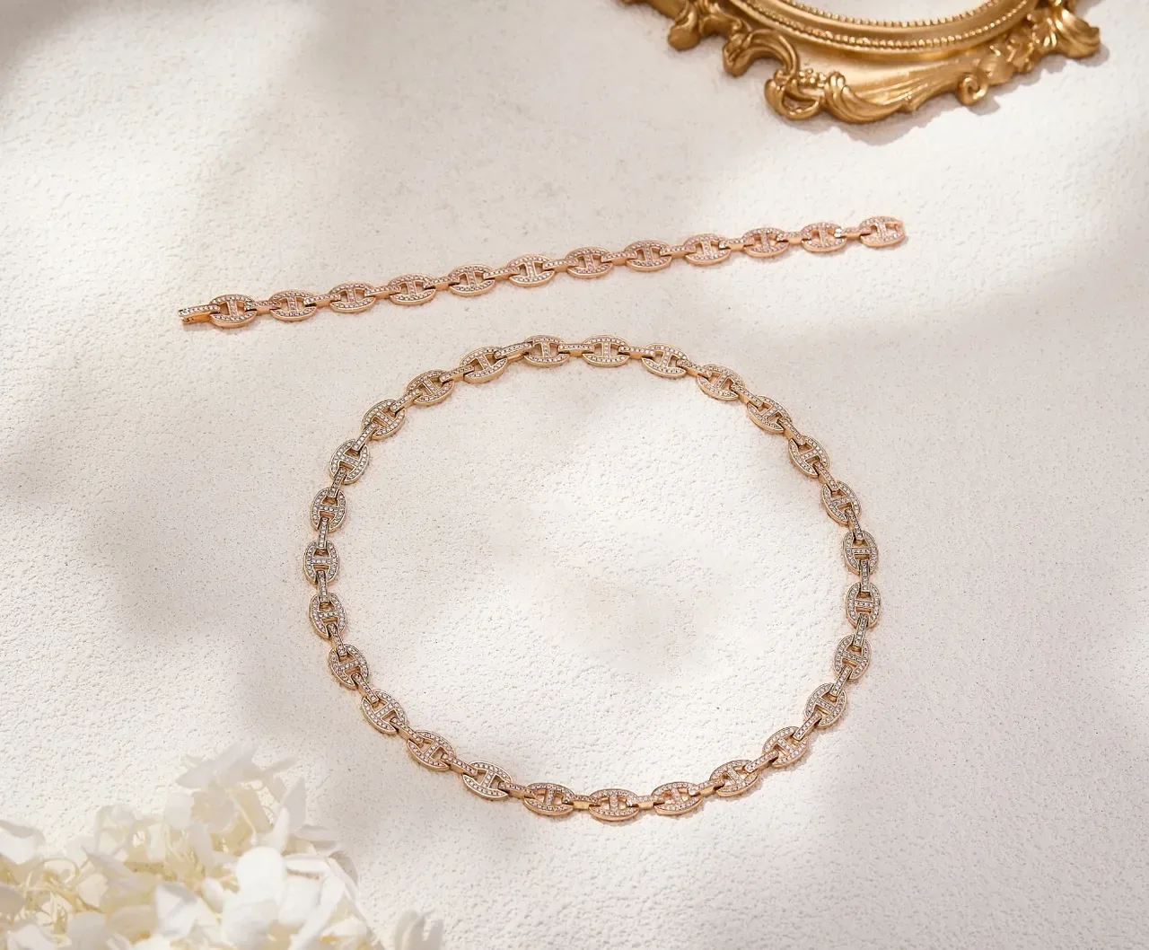 Hermès Chaine d'Ancre Pavé H-Link Silver Bracelet 4