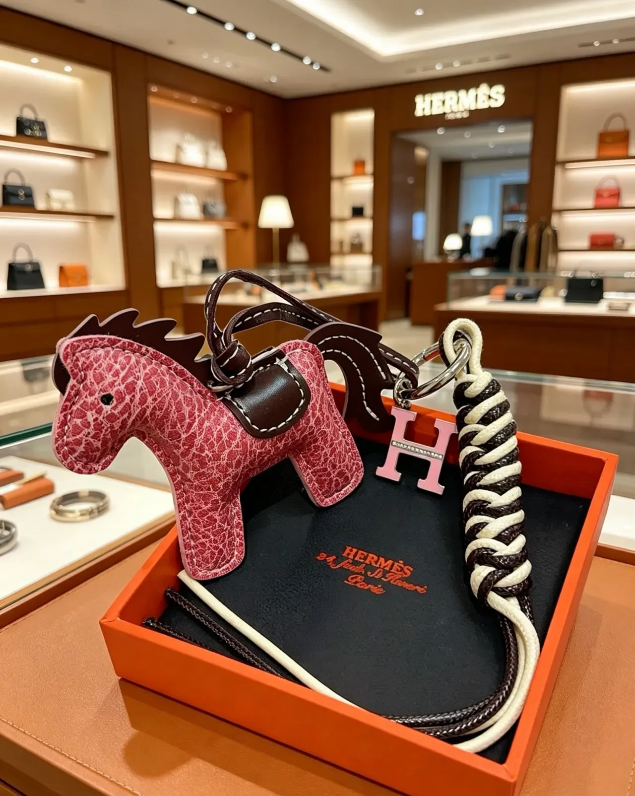 Hermès Cheval d’Hermès Red Crackled Leather Horse Charm Saddle Bag 4