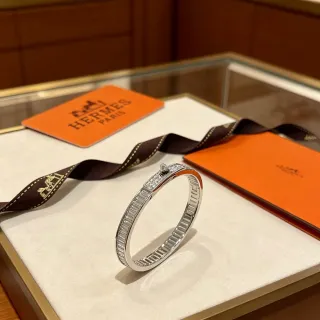 Hermès Clic H Diamond Baguette Bangle Bracelet