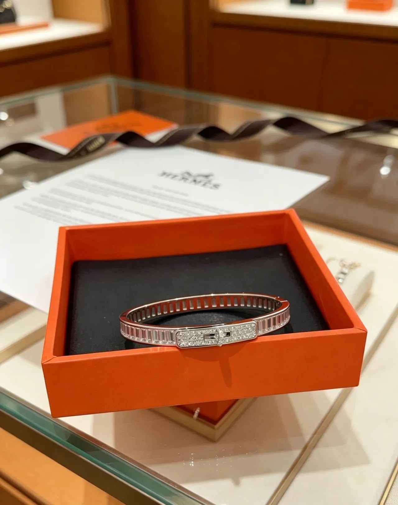 Hermès Clic H Diamond Baguette Bangle Bracelet 2