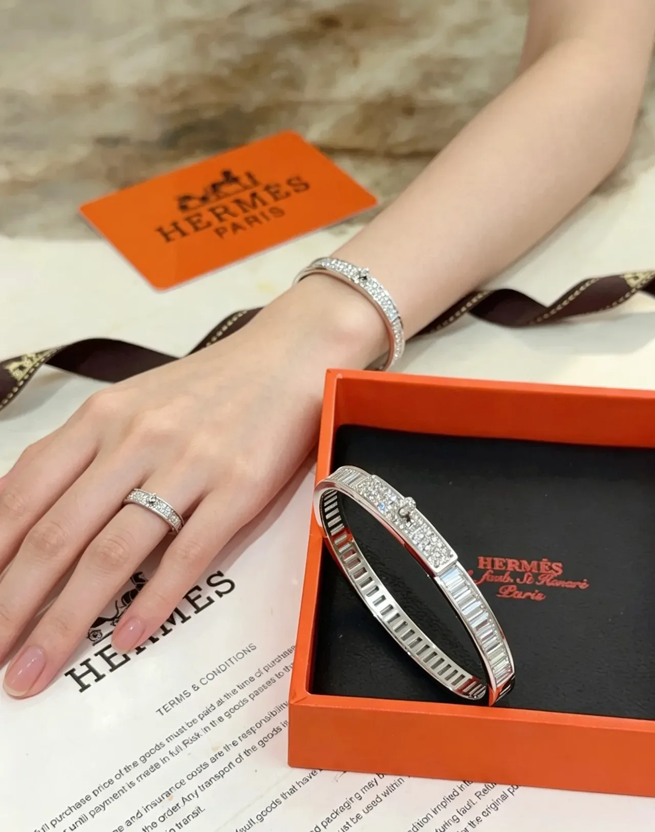 Hermès Clic H Diamond Baguette Bangle Bracelet 3