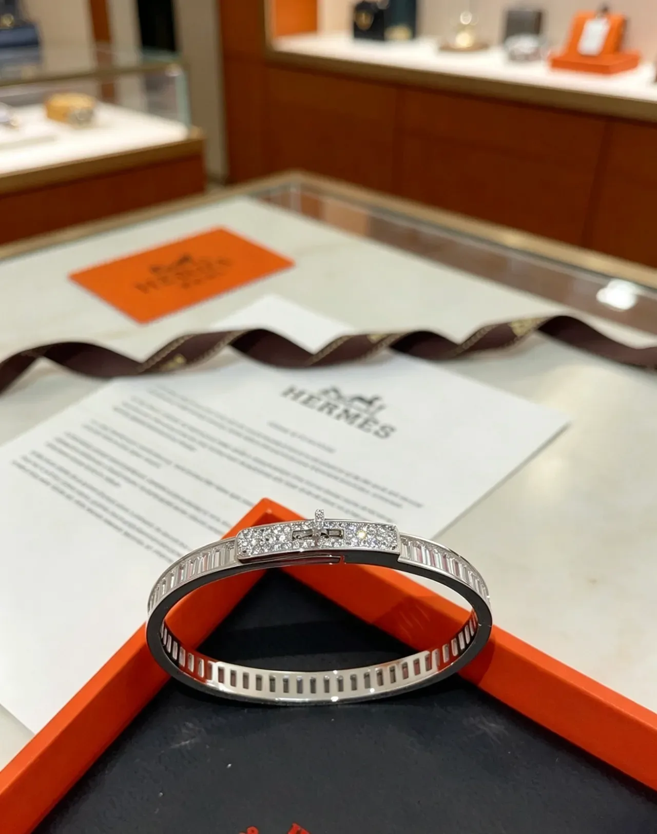 Hermès Clic H Diamond Baguette Bangle Bracelet 4