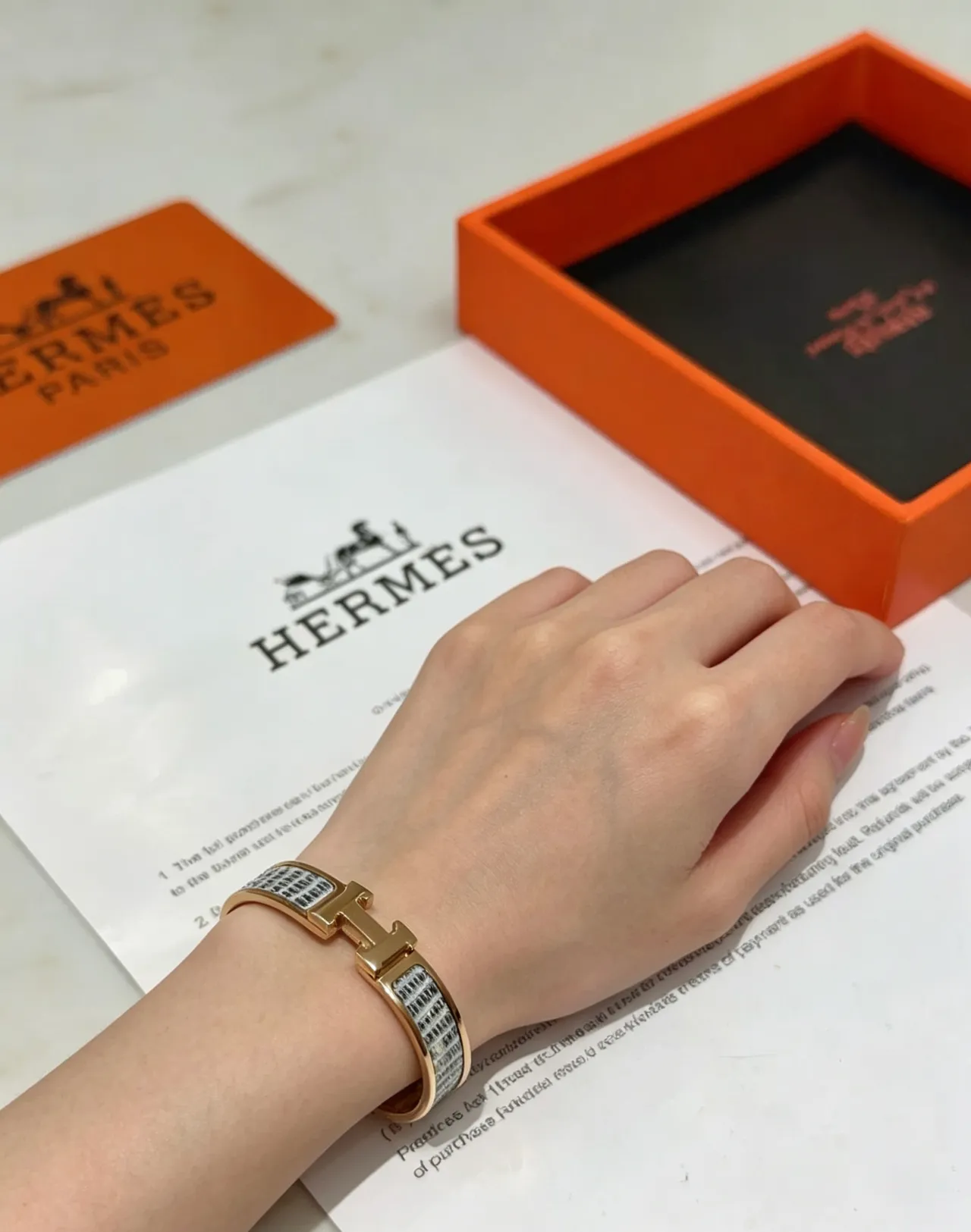 Hermès Clic H Gold Black Rigid Bangle Toggle Clasp Bracelet 5