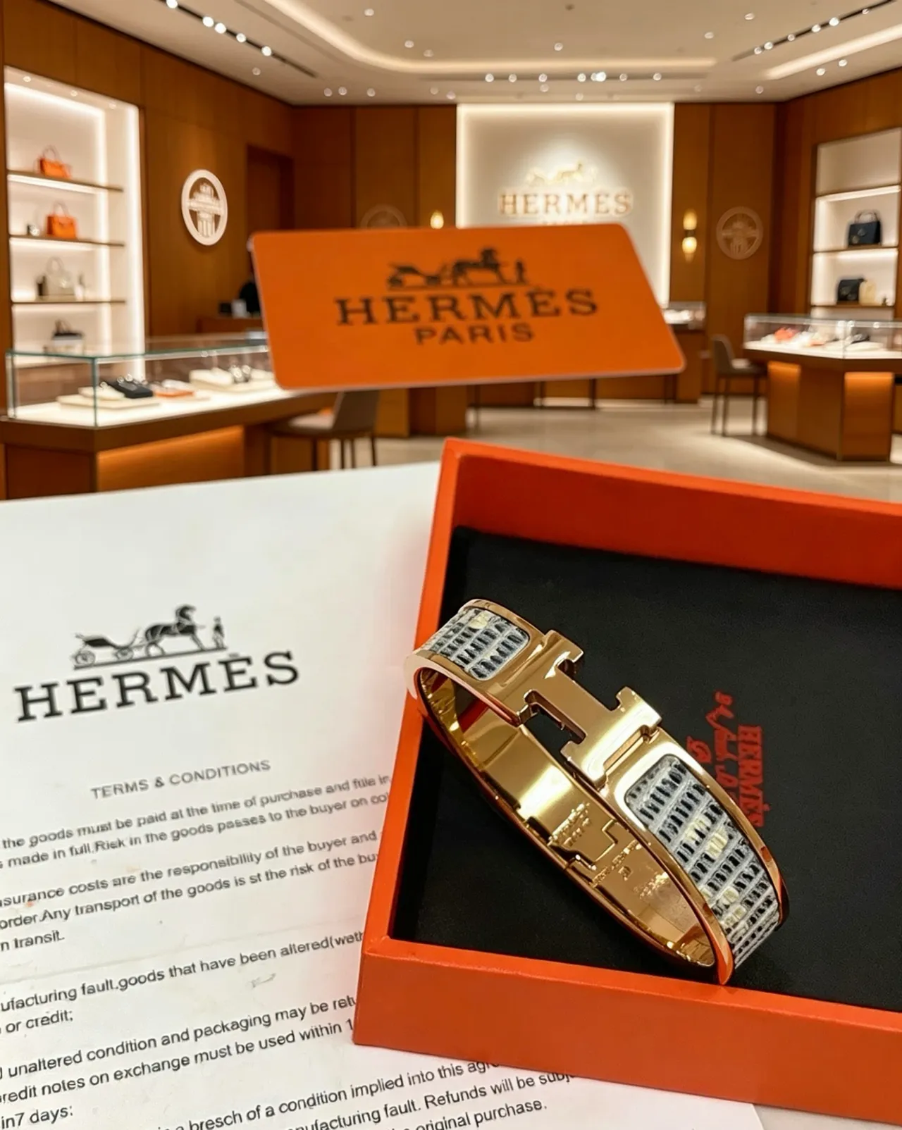 Hermès Clic H Gold Black Rigid Bangle Toggle Clasp Bracelet 6