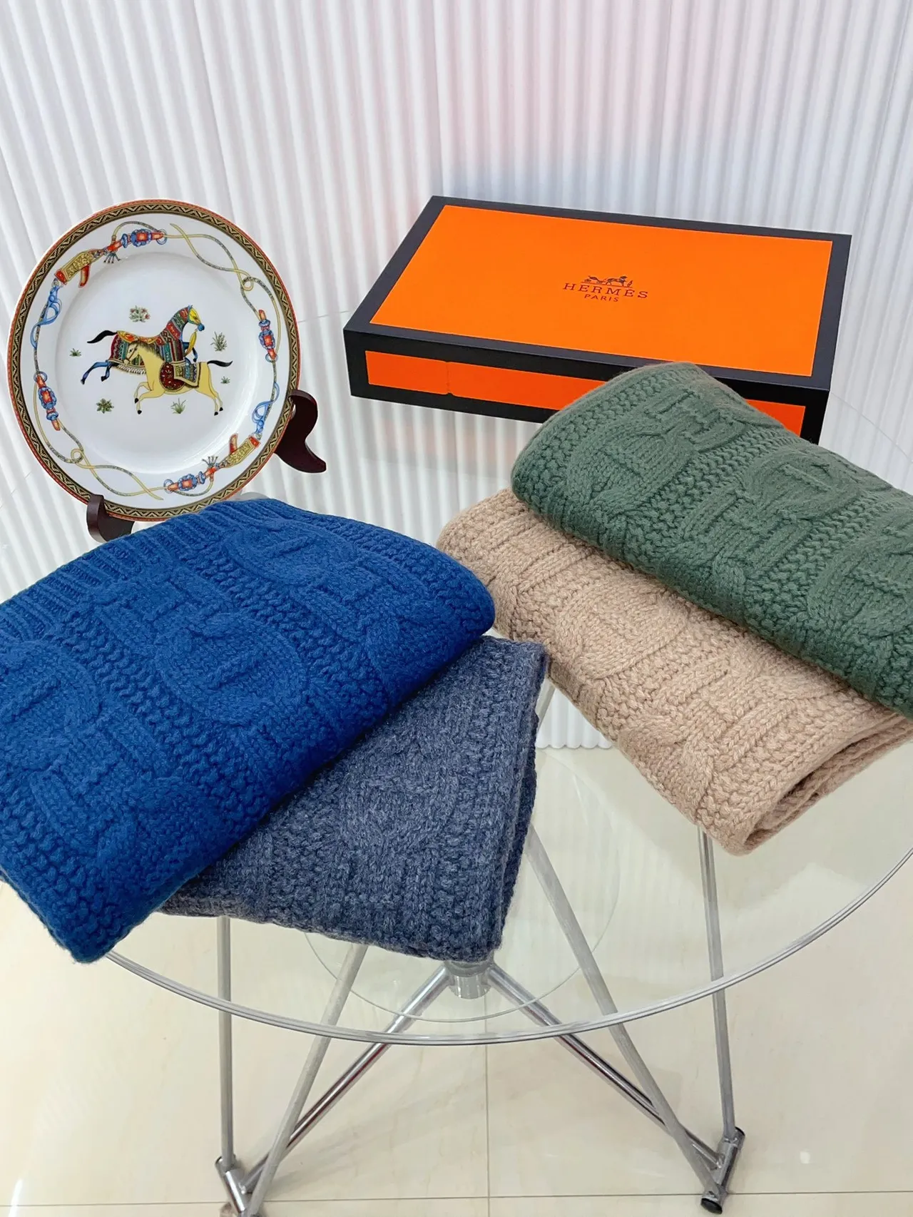 Hermès Écharpe H Beige Cashmere Scarf 5