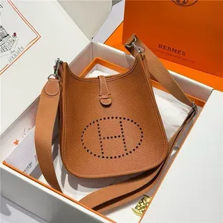 Hermès Evelyne Perforated H Logo Tobacco Leather Underarm Bag